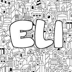 Coloring page first name ELI - City background