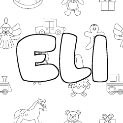 Coloring page first name ELI - Toys background
