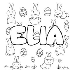 Coloring page first name ELIA - Easter background