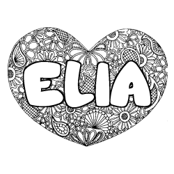 Coloring page first name ELIA - Heart mandala background