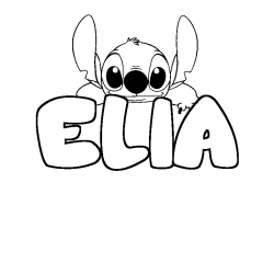 Coloring page first name ELIA - Stitch background