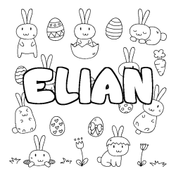 Coloring page first name ELIAN - Easter background