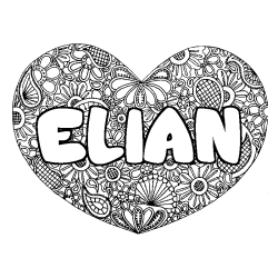 Coloring page first name ELIAN - Heart mandala background