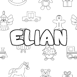 Coloring page first name ELIAN - Toys background