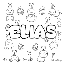Coloring page first name ELIAS - Easter background