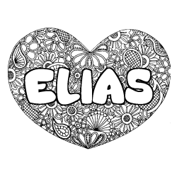 Coloring page first name ELIAS - Heart mandala background