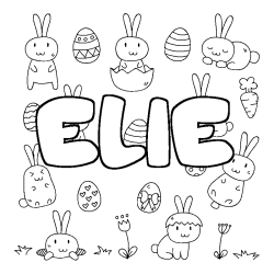Coloring page first name ELIE - Easter background