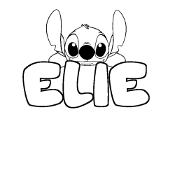 Coloring page first name ELIE - Stitch background