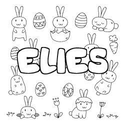 Coloring page first name ELIES - Easter background