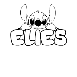 Coloring page first name ELIES - Stitch background