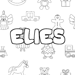 Coloring page first name ELIES - Toys background