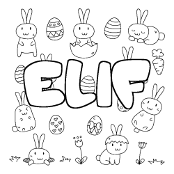 Coloring page first name ELIF - Easter background