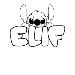 Coloring page first name ELIF - Stitch background