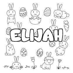 Coloring page first name ELIJAH - Easter background