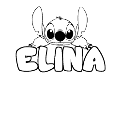 Coloring page first name ELINA - Stitch background