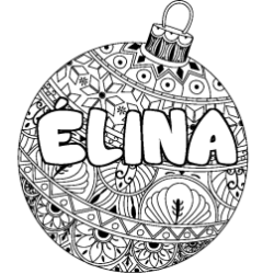 Coloring page first name ÉLINA - Christmas tree bulb background