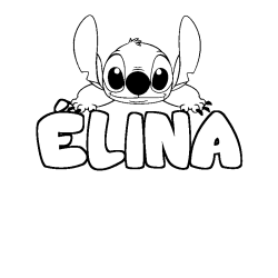 Coloring page first name ÉLINA - Stitch background