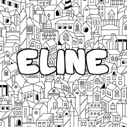 Coloring page first name ELINE - City background