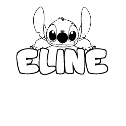 Coloring page first name ELINE - Stitch background