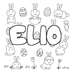 Coloring page first name ELIO - Easter background