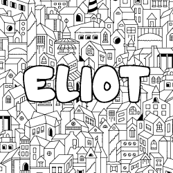 Coloring page first name ELIOT - City background