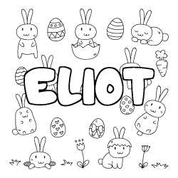 Coloring page first name ELIOT - Easter background