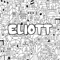 Coloring page first name ELIOTT - City background