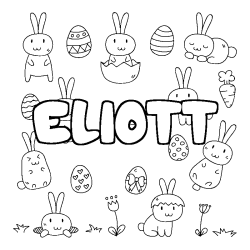 Coloring page first name ELIOTT - Easter background