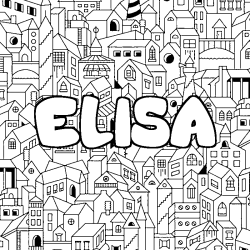 Coloring page first name ELISA - City background