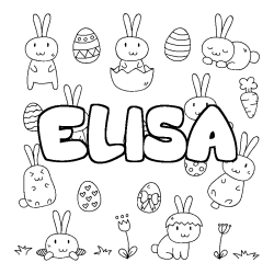 Coloring page first name ELISA - Easter background