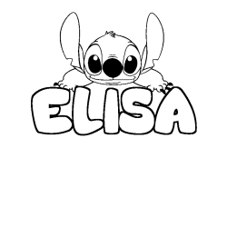 Coloring page first name ELISA - Stitch background