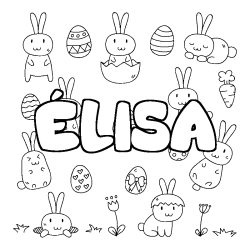 Coloring page first name ÉLISA - Easter background