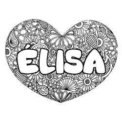 Coloring page first name ÉLISA - Heart mandala background