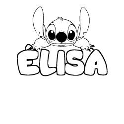 Coloring page first name ÉLISA - Stitch background