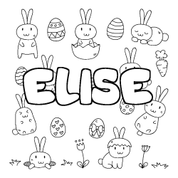 Coloring page first name ELISE - Easter background