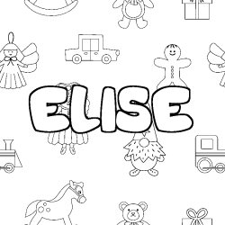Coloring page first name ELISE - Toys background