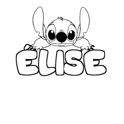 Coloring page first name ÉLISE - Stitch background