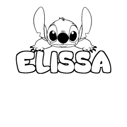 Coloring page first name ELISSA - Stitch background