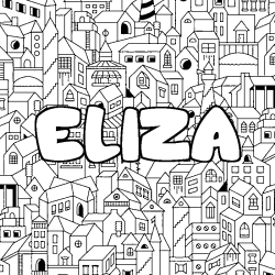 Coloring page first name ELIZA - City background