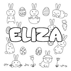 Coloring page first name ELIZA - Easter background