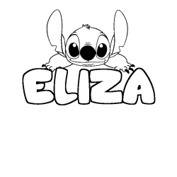 Coloring page first name ELIZA - Stitch background