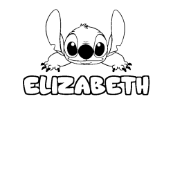 Coloring page first name ELIZABETH - Stitch background