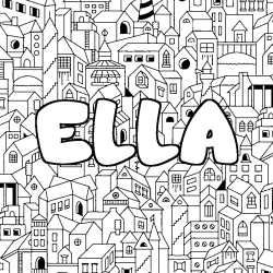 Coloring page first name ELLA - City background