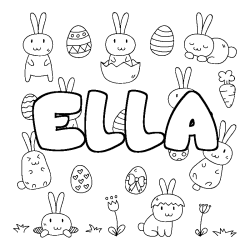Coloring page first name ELLA - Easter background