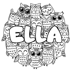 Coloring page first name ELLA - Owls background