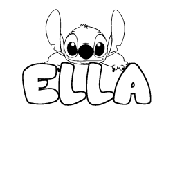 Coloring page first name ELLA - Stitch background