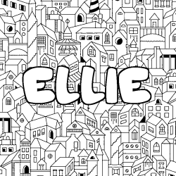 Coloring page first name ELLIE - City background