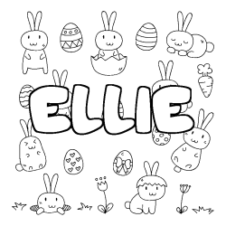 Coloring page first name ELLIE - Easter background