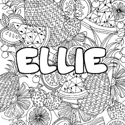 Coloring page first name ELLIE - Fruits mandala background