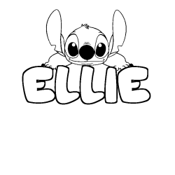 Coloring page first name ELLIE - Stitch background